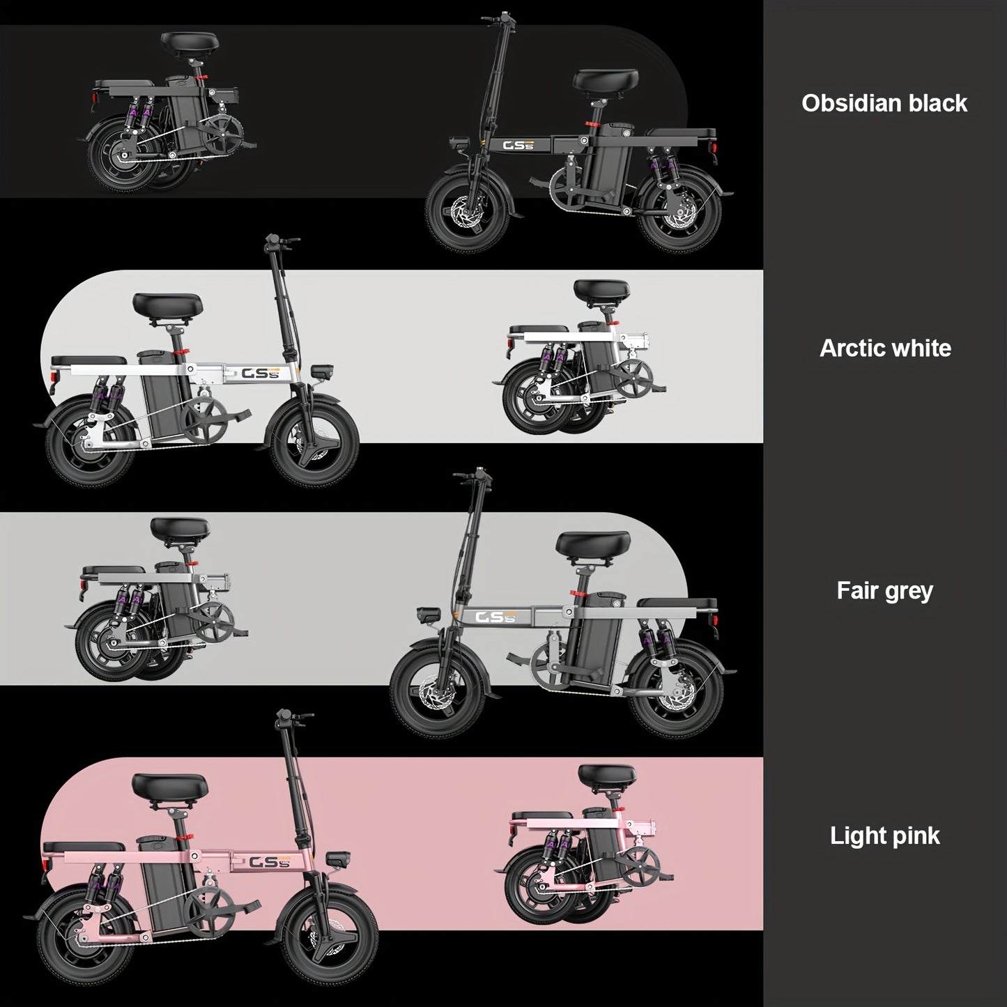 UPlee 740W Electric Bike For Adults 20MPH Full Shock Absorption Comfortable Riding 48V15Ah Max 32Miles Folding Ebike 14 Inch Tubeless Off Road Tire City Commuter Battery Optional