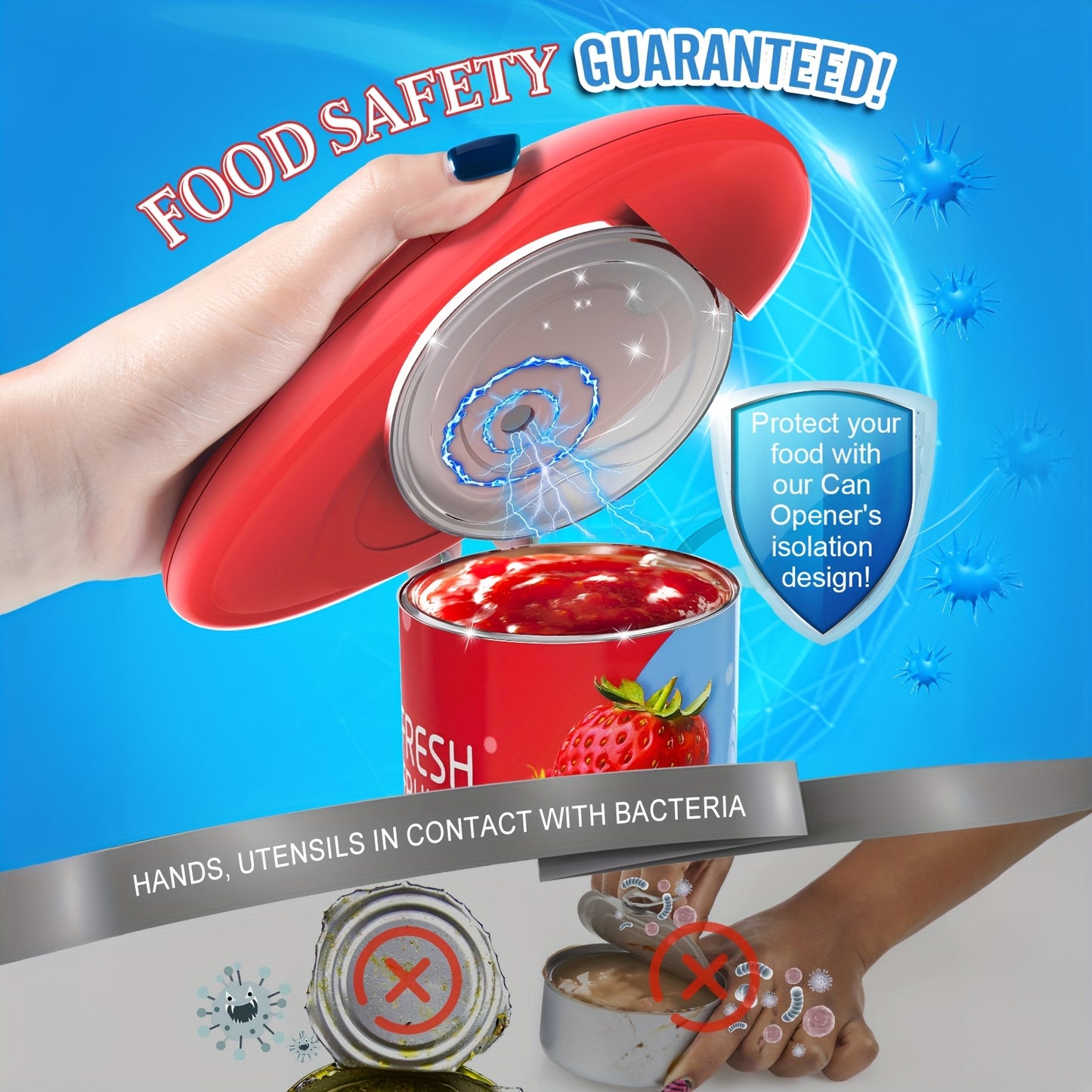 Electric Can Opener Hand-Free Easy Open Any Can Sizes