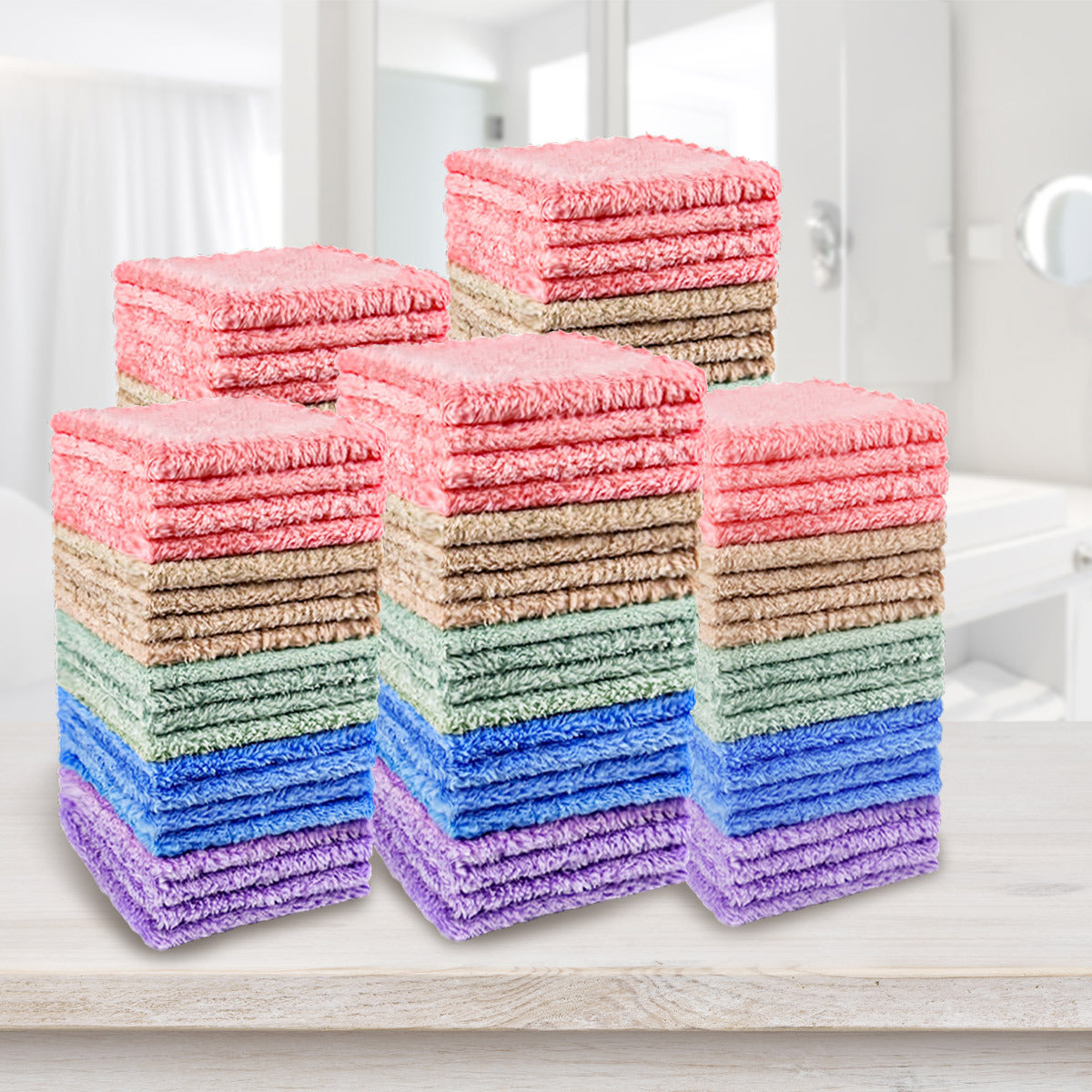 20Pcs Soft & Absorbent Solid Color Washcloths for Bathroom Essentials