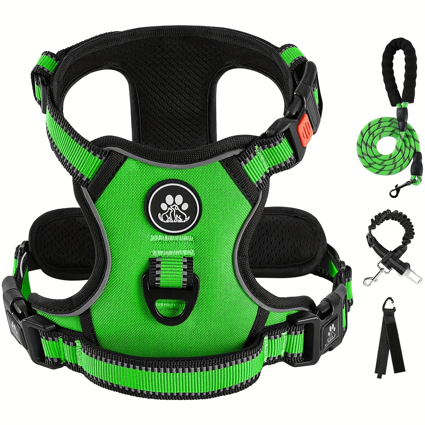 Fully Reflective No Pull Dog Harness Adjustable Breathable No Choke Pet Vest for Small and Large Dogs