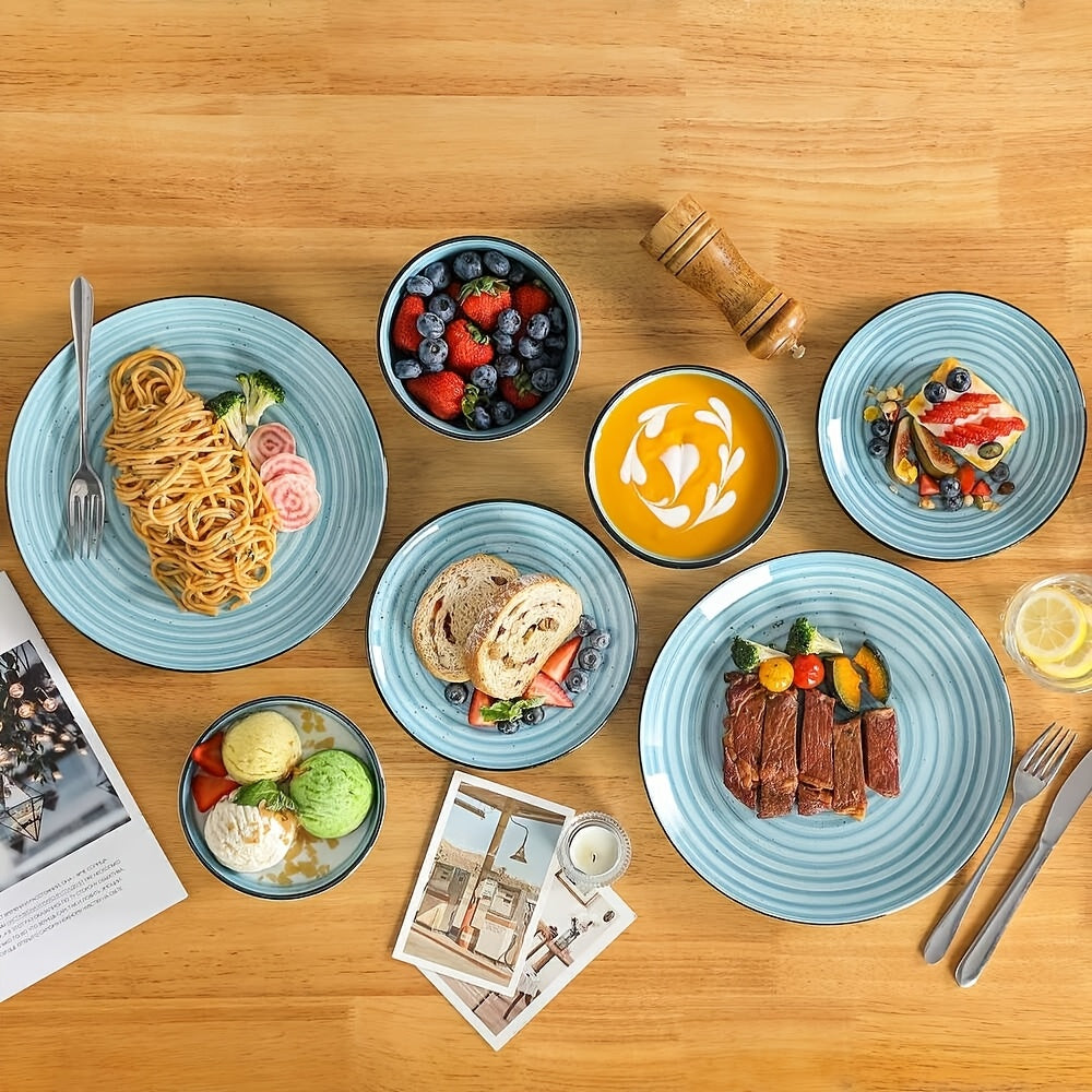 Zenora 24pcs Dinnerware Set Service For 6, Elegant Stoneware