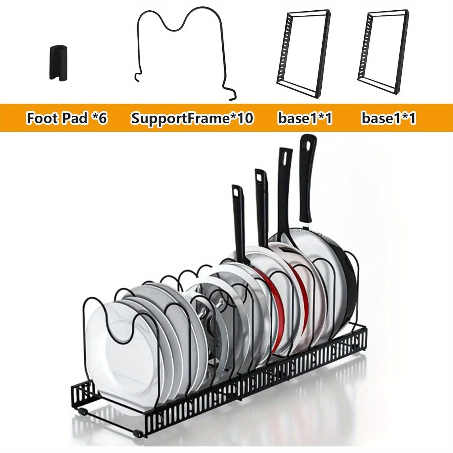 2 Pack Expandable Pot Organizer Lid Rack with 10 Compartments