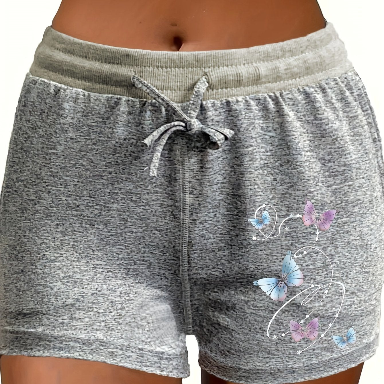 Women's Lightweight Drawstring Shorts Casual Butterfly Print
