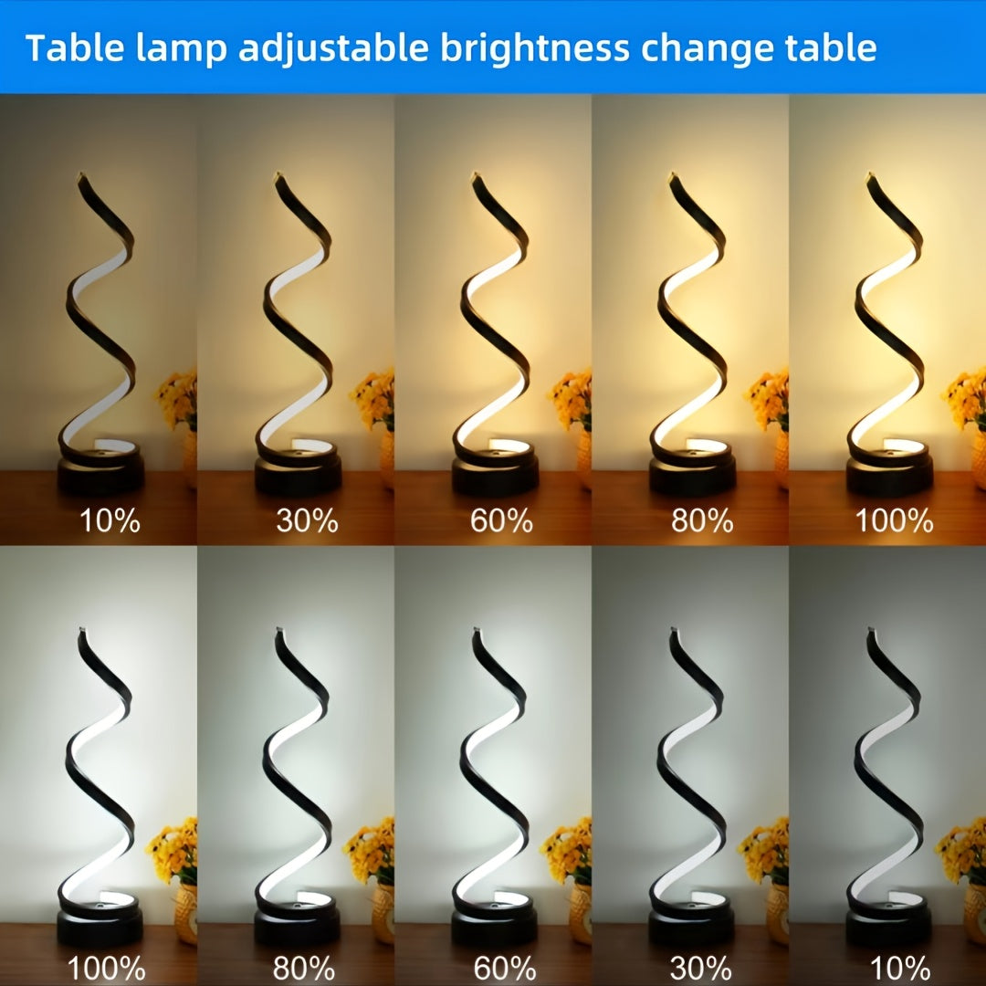 2pcs Bedside Table Lamp for Bedroom 3 Way Dimmable Touch Lamp USB C Charging Ports Modern Minimalist Spiral Table Lamp for Living Room Desk LED Bulb Included Black White