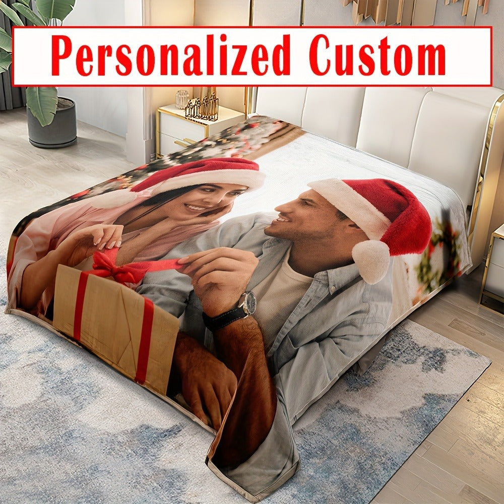 Personalized Flannel Blanket with Custom Photo & Text