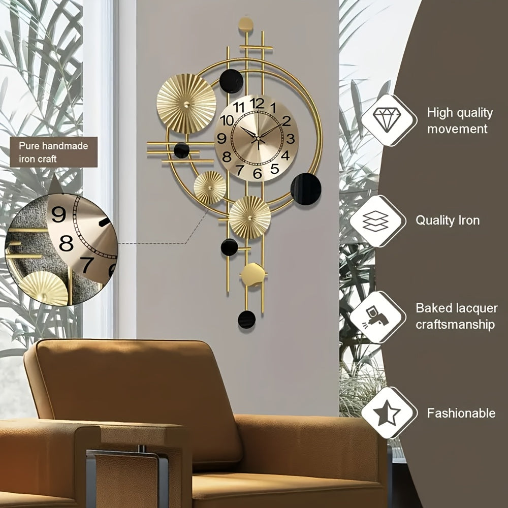 Decorative 3D Metal Wall Clock for Living Room and Bedroom Modern Large Silent No Ticking Wall Art Decor 30.7 X 17.7 Inches
