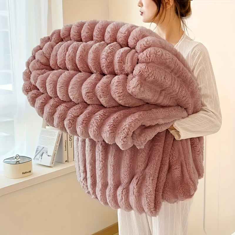 Extra Large Blanket 90 In * 78 In Thickened Soft Faux Rabbit Hair