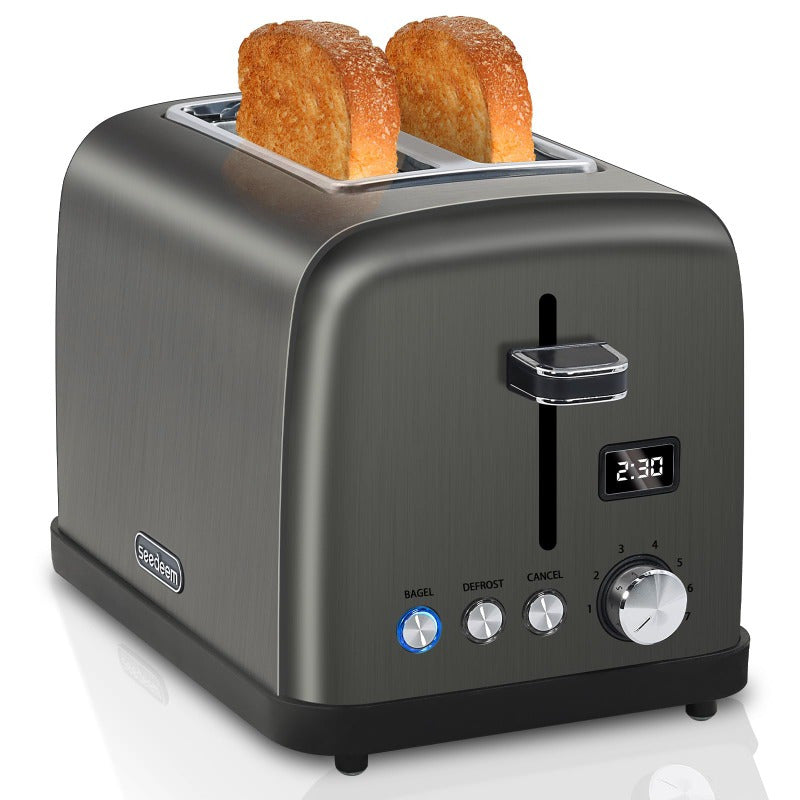 Stainless Toaster 2 or 4 Slice with LCD Display and 6 Shade Settings