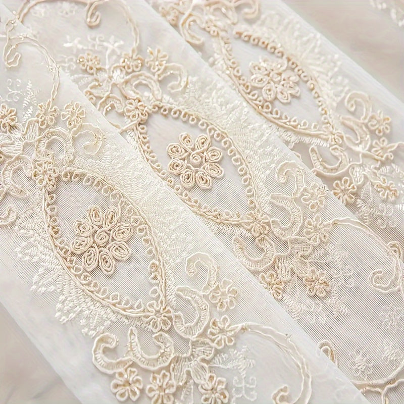 2 Panels Embroidered Transparent Curtains with Grommet Top Three Dimensional Embossed Flowers Breathable and Translucent for Bedroom Living Room Dining Room Kitchen Balcony Room Decoration