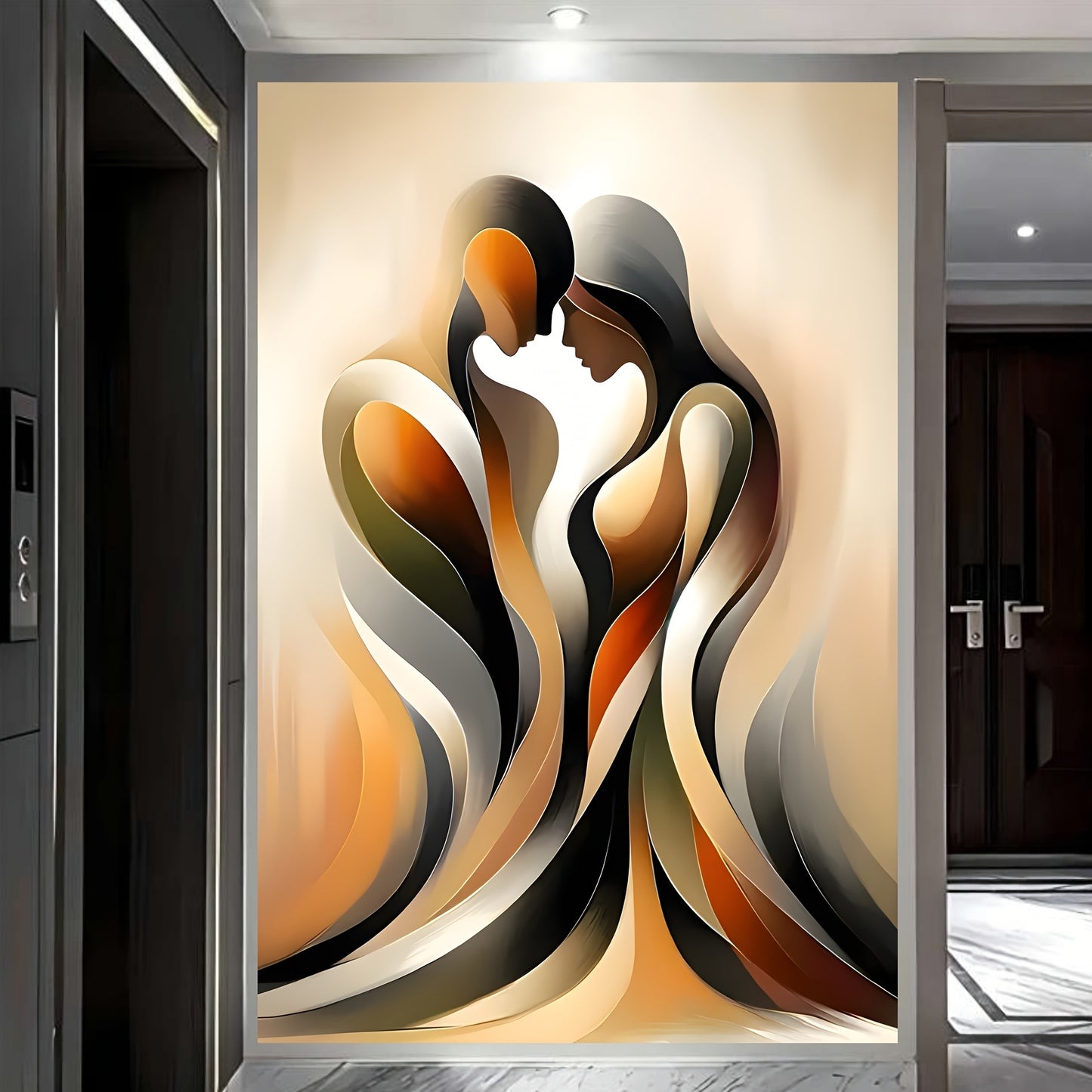 2D Flat Modern Abstract Love Canvas Wall Art Embraces for Living Room Bedroom Office Decor Perfect Gift Holiday Easter Spring
