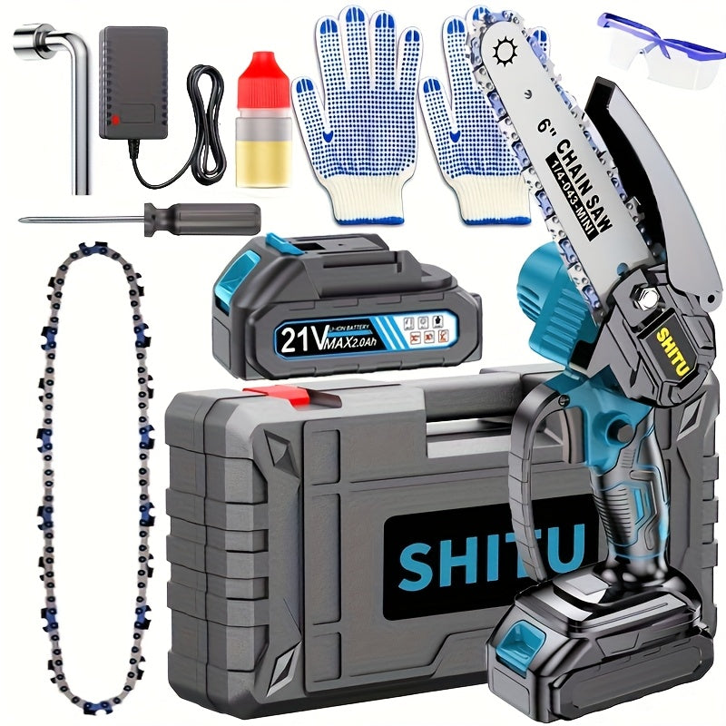 Mini Cordless Chainsaw Lightweight Portable Rechargeable Battery Safe Trimming for Tree Branches Courtyard Household Garden Gifts for Men