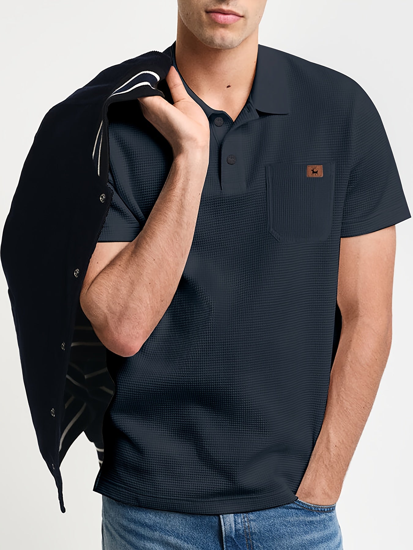 Men'S Casual Polo Shirt - Breathable Mesh Design, Short Sleeve