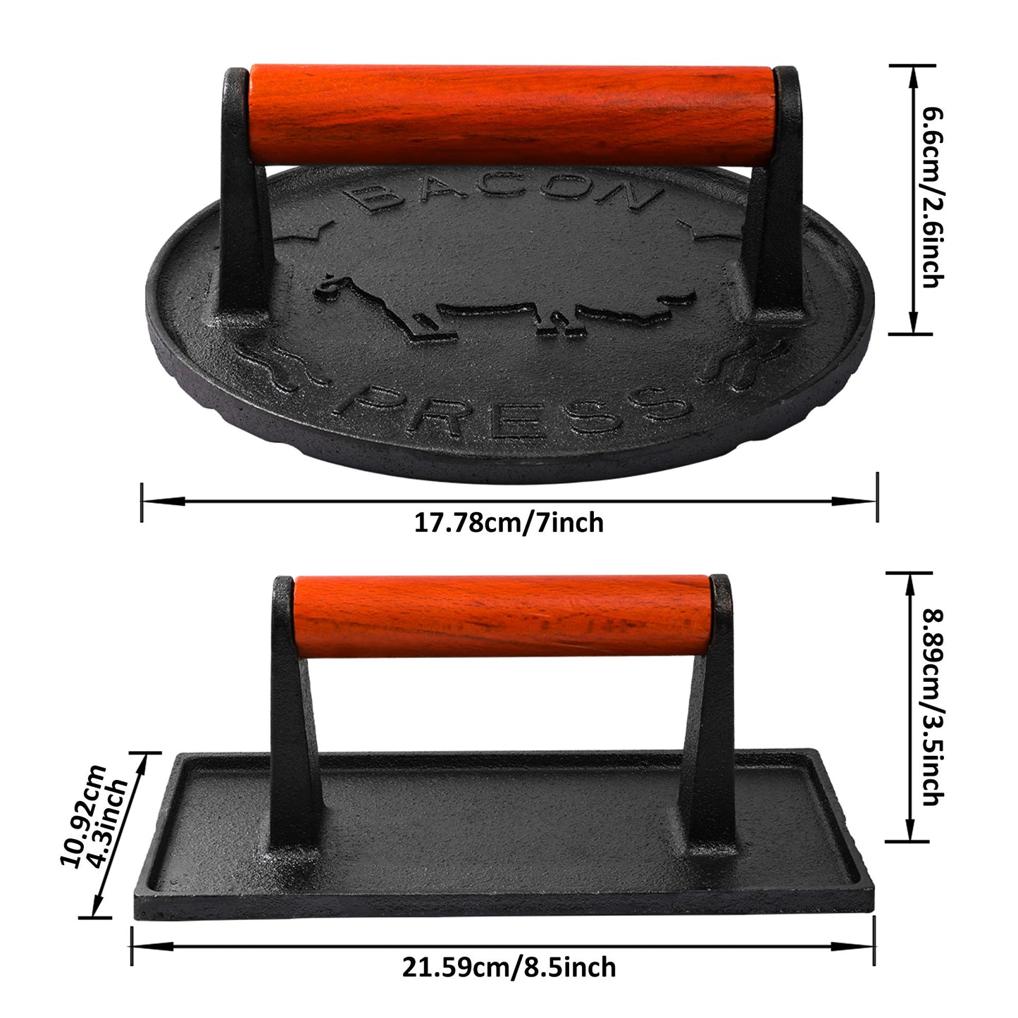 Vivicreate 2 Pcs Burger Smasher With Wood Handle Press