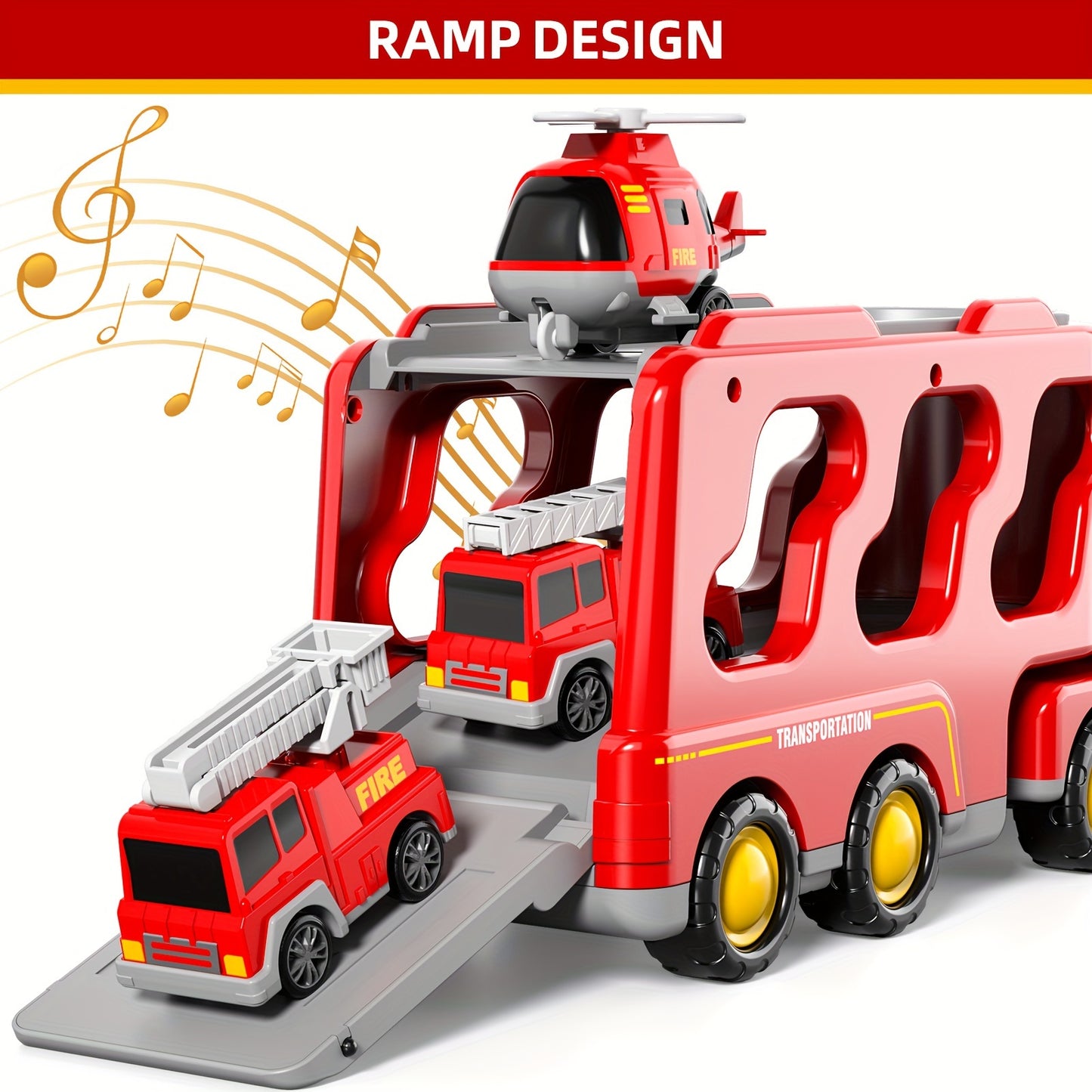 Fire Trucks | Toys 5 In 1 Kids Carrier Fire Truck Cars