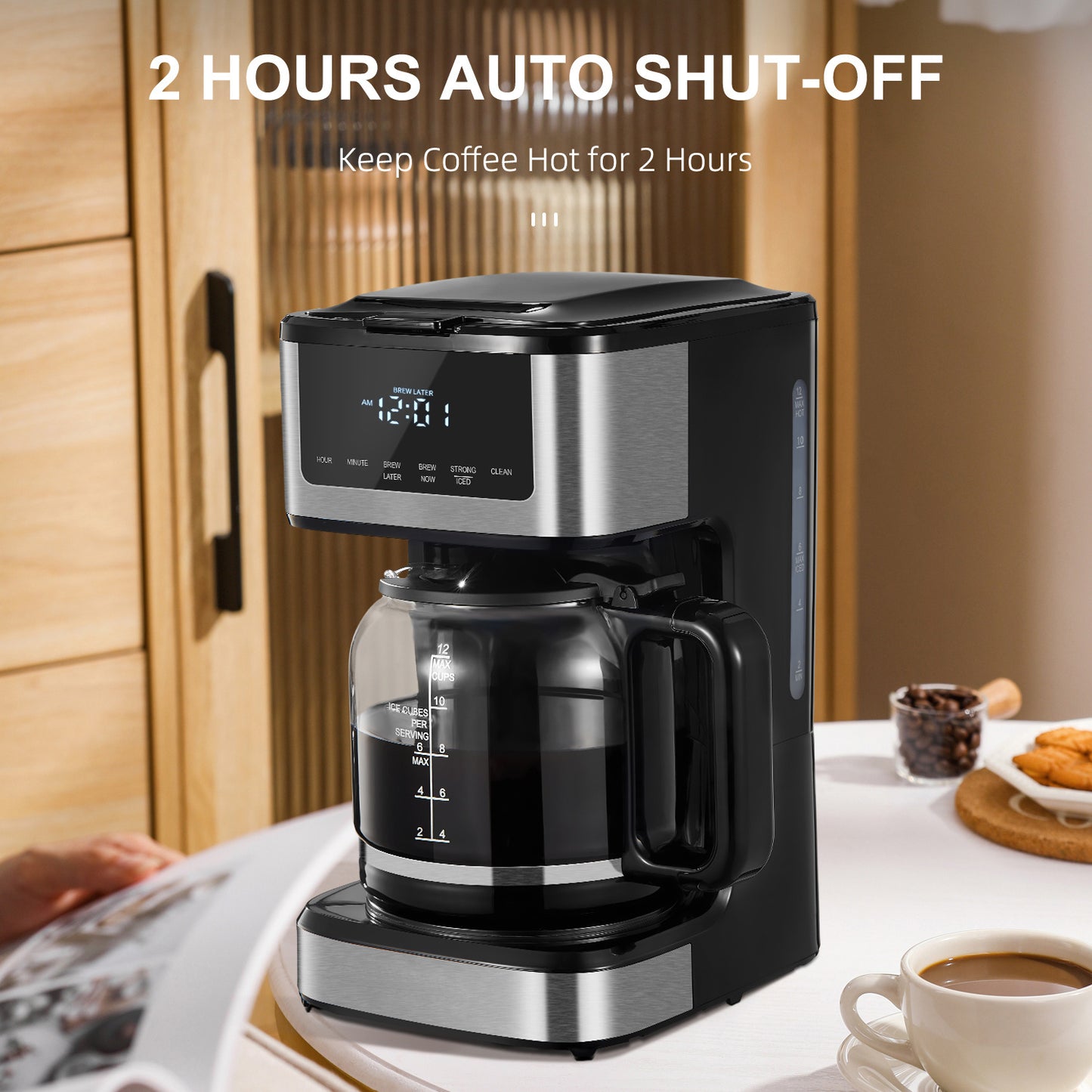 Reemix Programmable Coffee Maker 12 Cup Touch Screen Iced Coffee