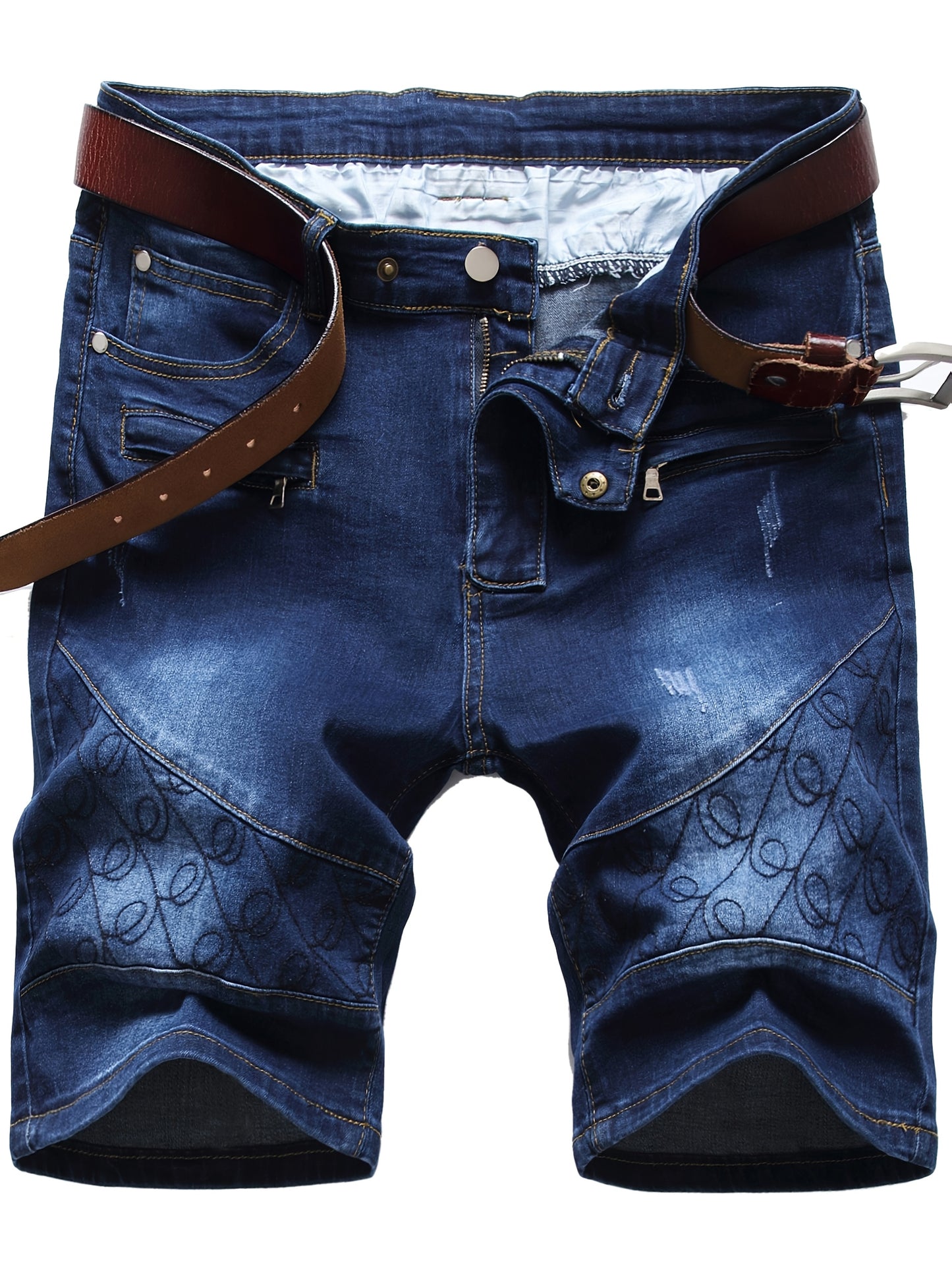 Kevoom Men's Light Blue Washed Gradient Denim Shorts Summer Casual Slim Fit Outdoor Sports and Trendy Daily Outfits