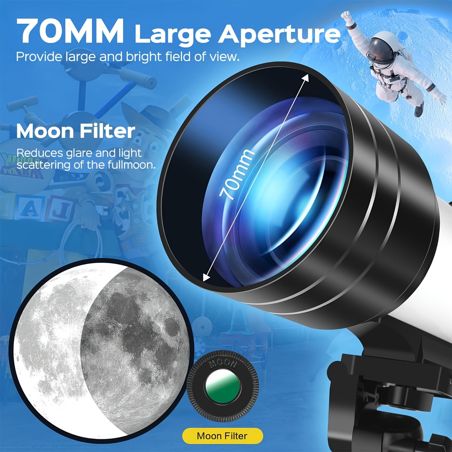 150x High Magnification Astronomical Telescope 70mm Aperture