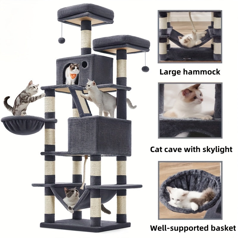 Feandrea Cat Tree 44/66.1in Large Plush Condo for Cats