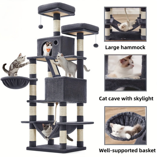 Feandrea Cat Tree 44/66.1in Large Plush Condo for Cats