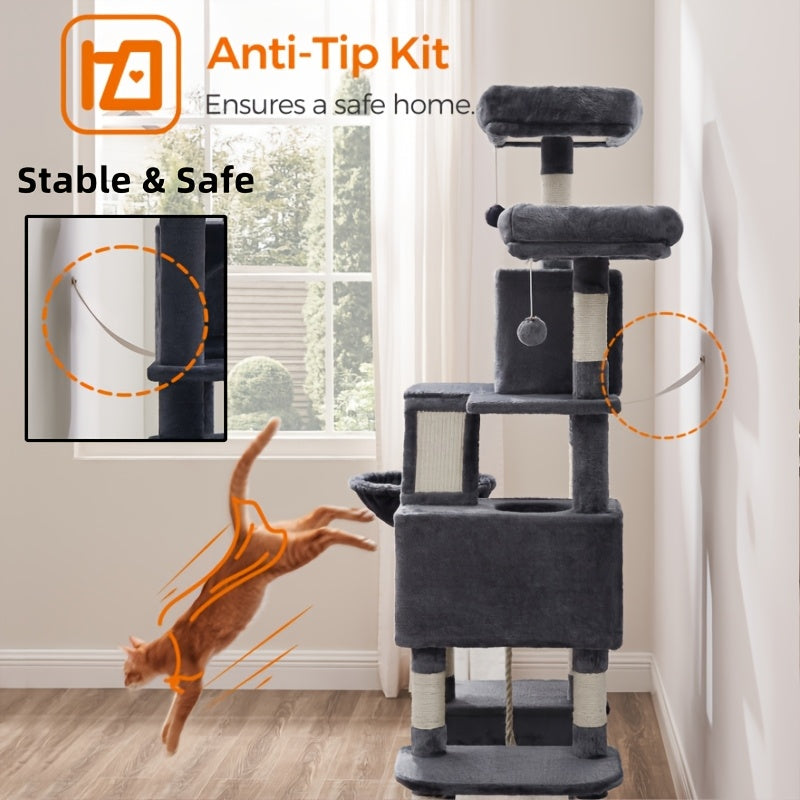 Feandrea Cat Tree 44/66.1in Large Plush Condo for Cats