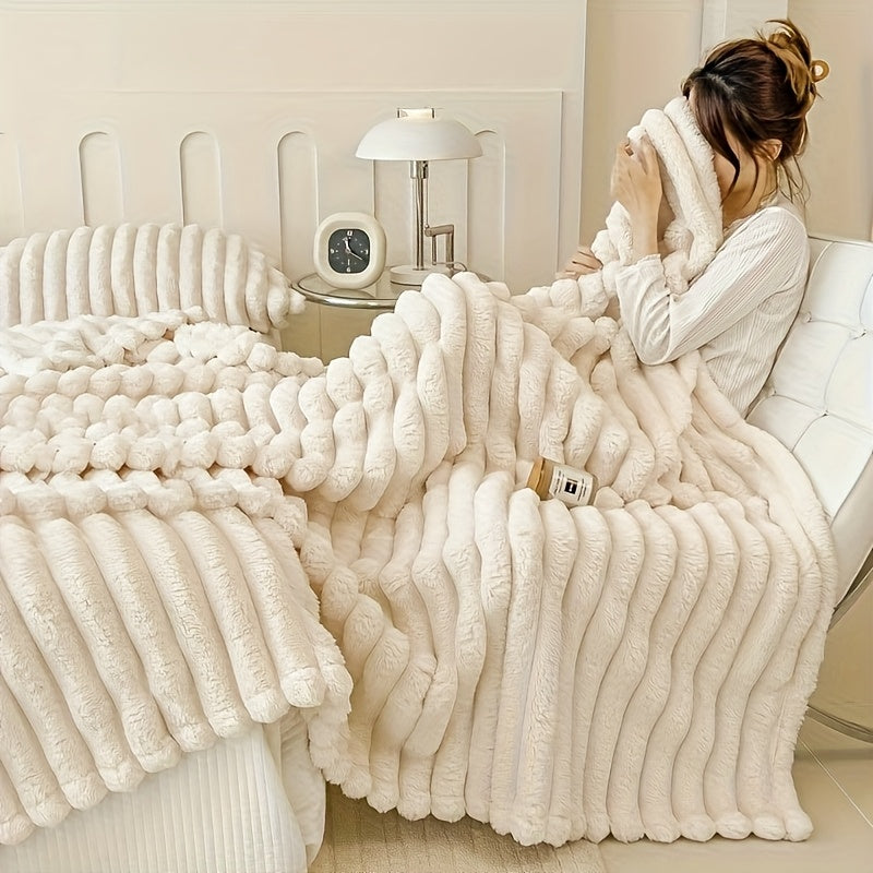 Extra Large Blanket 90 In * 78 In Thickened Soft Faux Rabbit Hair