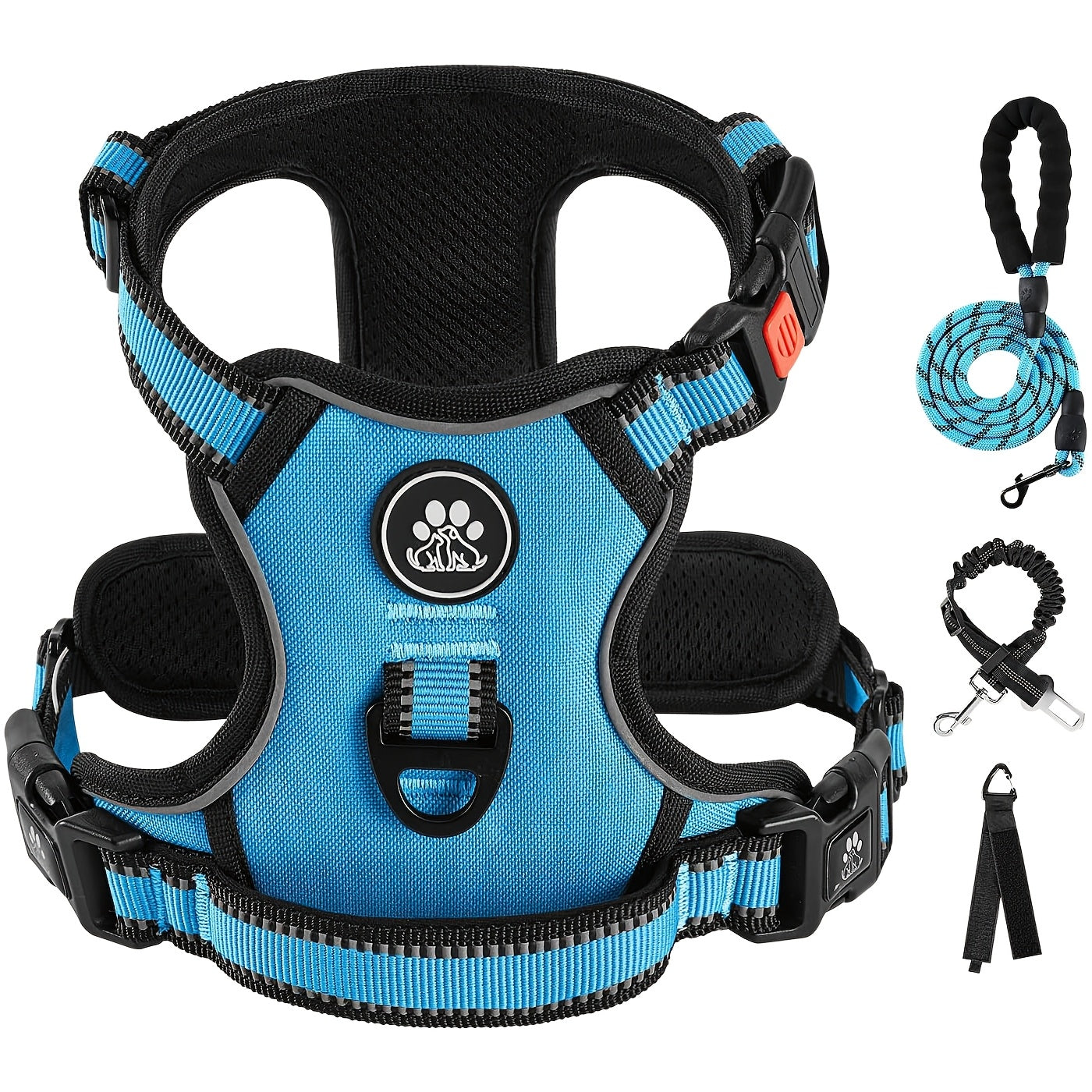 Fully Reflective No Pull Dog Harness Adjustable Breathable No Choke Pet Vest for Small and Large Dogs