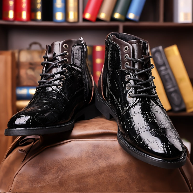 Men's Business Formal Boots With Side Zipper For All Seasons