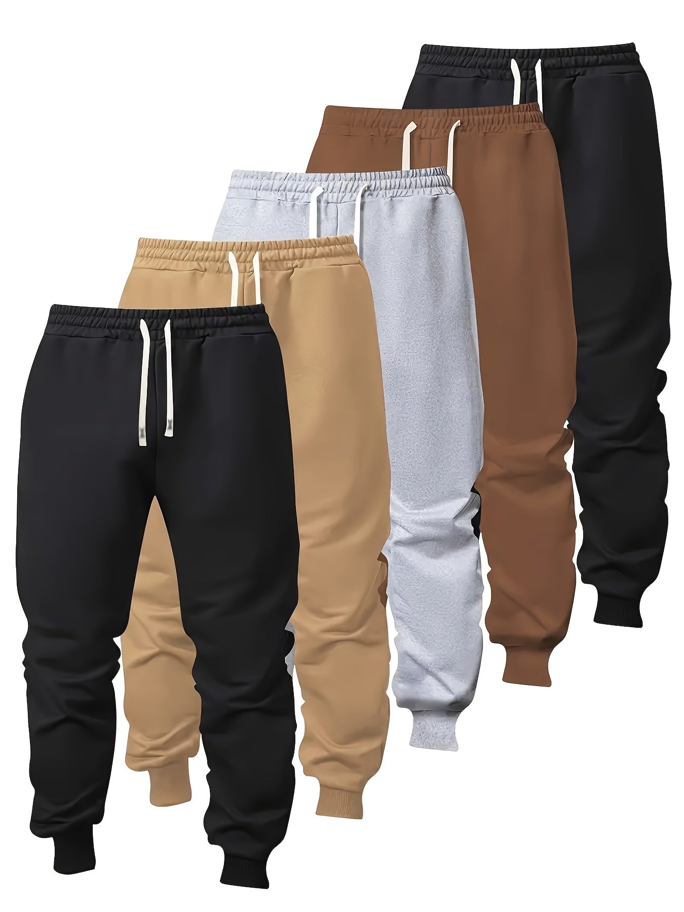 5pcs Boys' Stylish Cotton Blend Joggers with Pockets