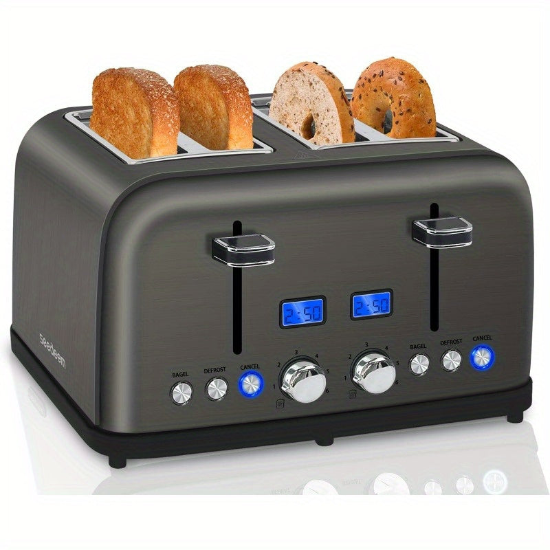 Stainless Toaster 2 or 4 Slice with LCD Display and 6 Shade Settings