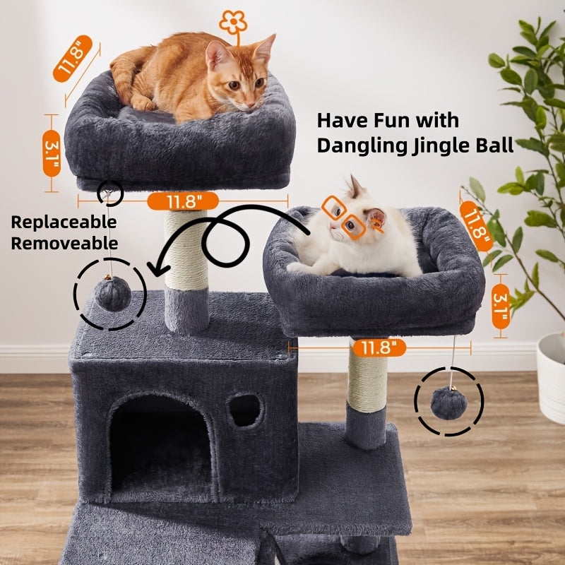 Feandrea Cat Tree 44/66.1in Large Plush Condo for Cats