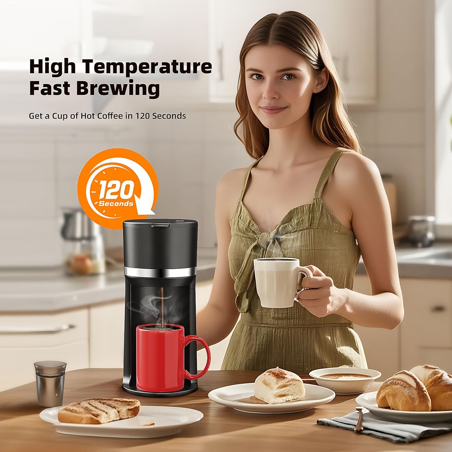 Fast Brew Single Cup Coffee Maker for Home or Office Use