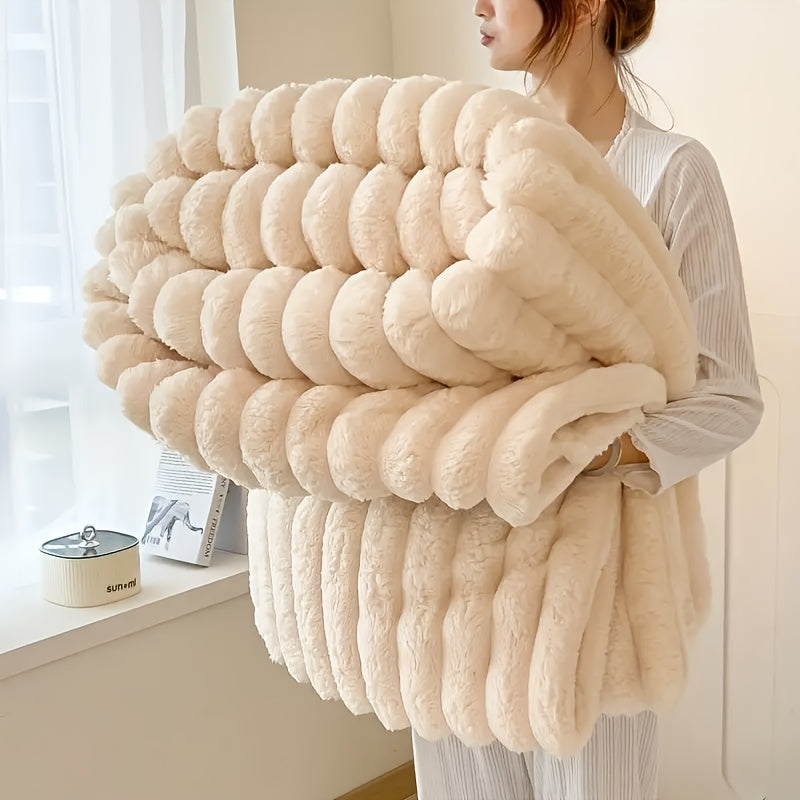 Extra Large Blanket 90 In * 78 In Thickened Soft Faux Rabbit Hair