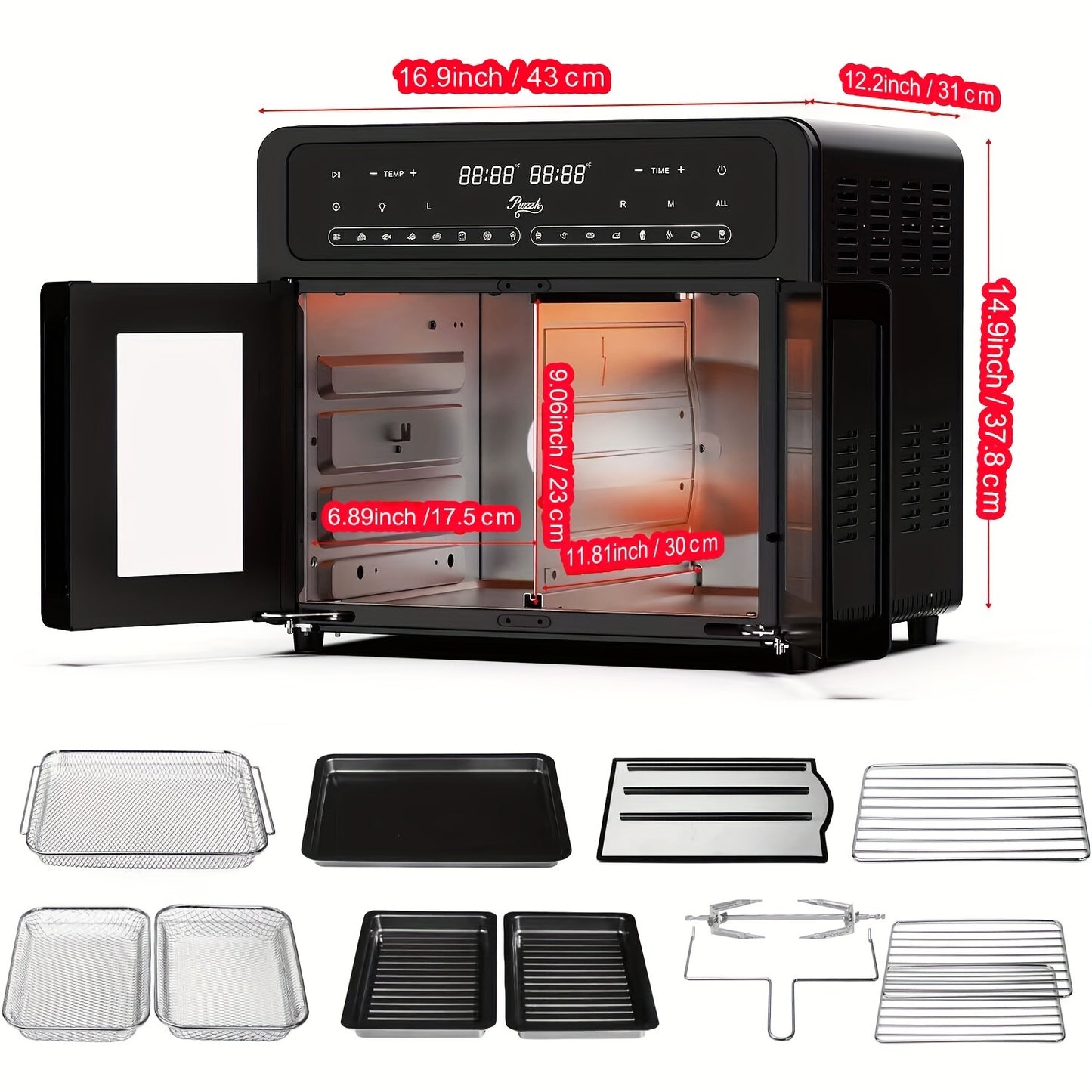 PwZzk 25.4QT Dual Zone Air Fryer Toaster Oven Combo