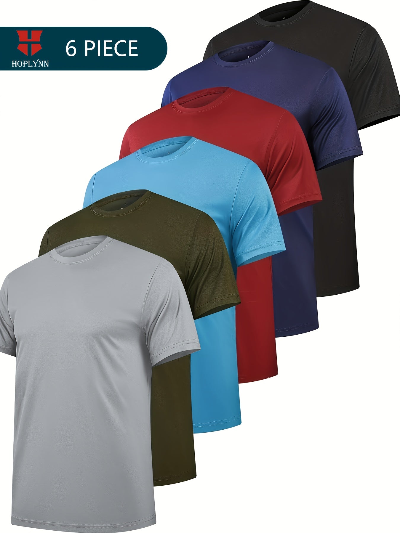 6 Pack Quick Dry Crew Neck Short Sleeve Workout Shirts