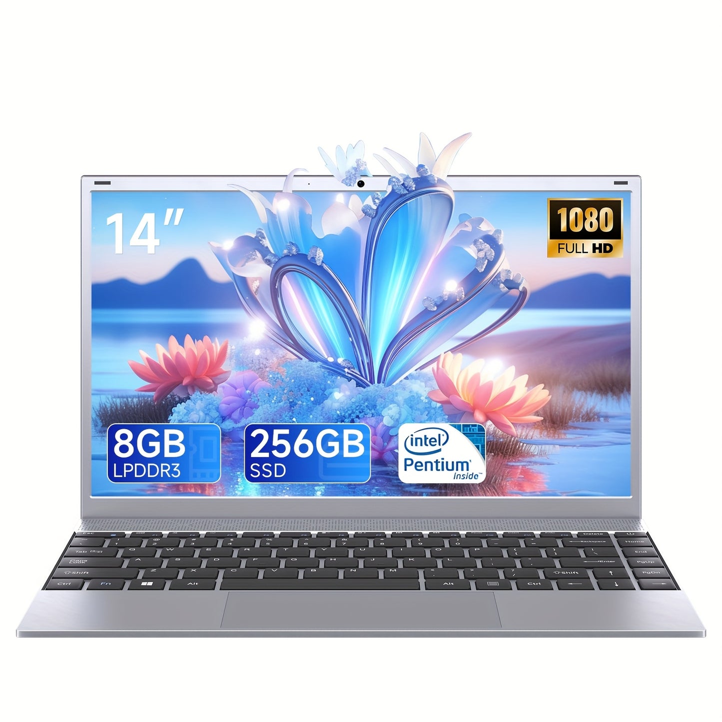 15.6-inch/14-inch Ultra-thin Business Office Laptop PC Convenient and Lightweight InchIntel Pentium J3710 Up to 2.64GHz 8GB RAM 256GB ROM