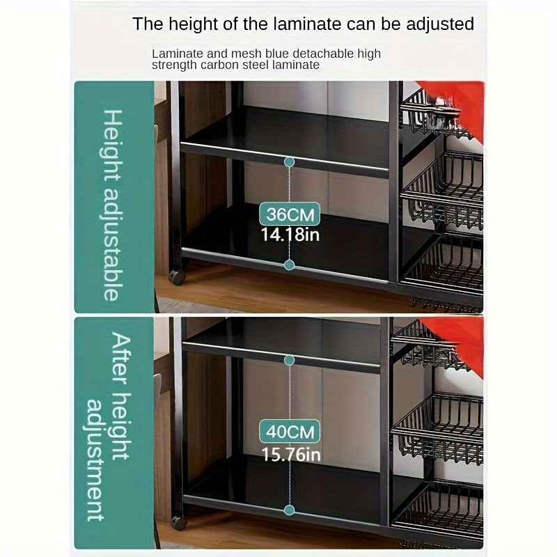 1pc Multifunctional Kitchen Storage Rack 42.52 Inch Adjustable