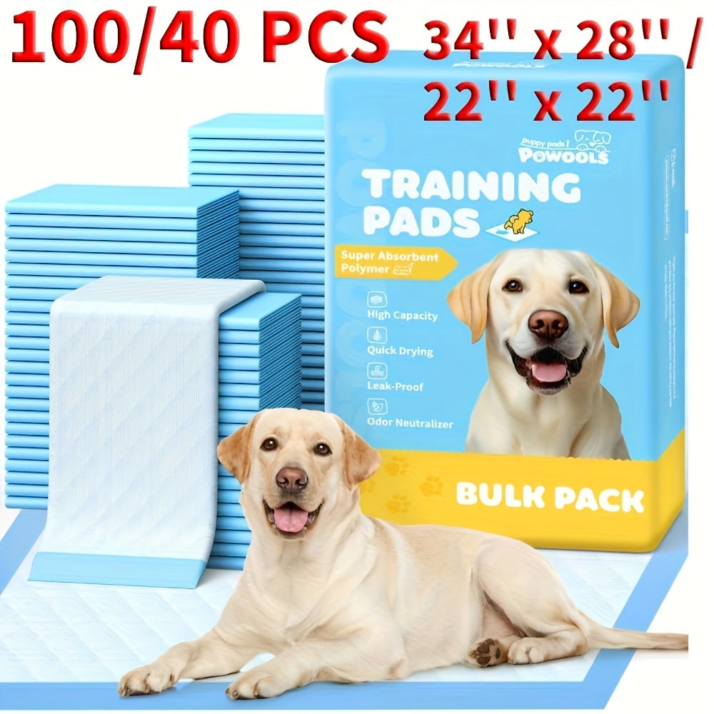 100/40pcs Extra Large Super Absorbent Dog Pee Pads Leak Proof Odor Control Disposable Pet Piddle Pads for Easy Potty Training and Accidents