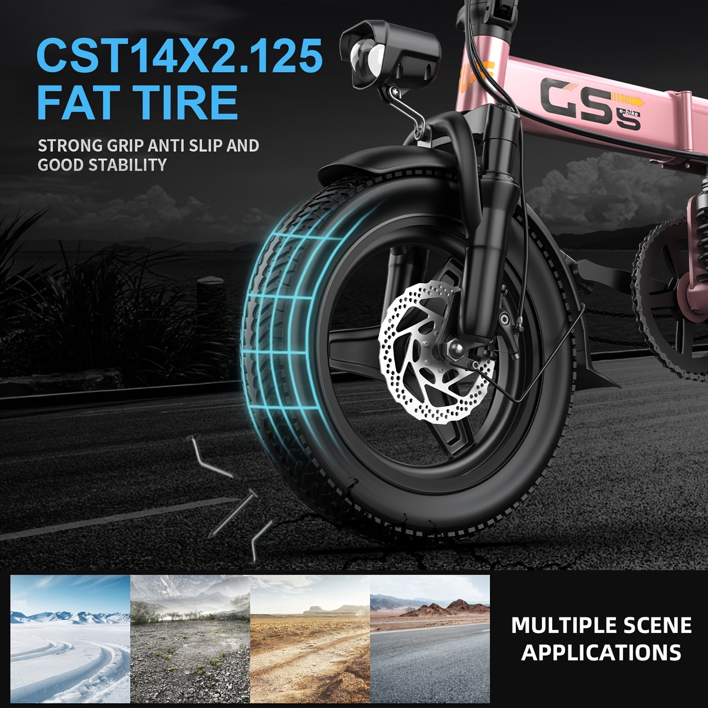 740W Foldable Ebike for Adults 20MPH Max Speed 14 Inch Tire