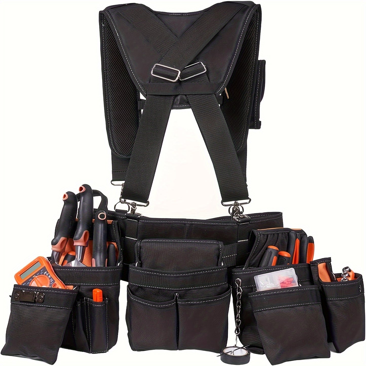 LALA IKAI Tool Belt With Suspenders 22 Pockets Nylon