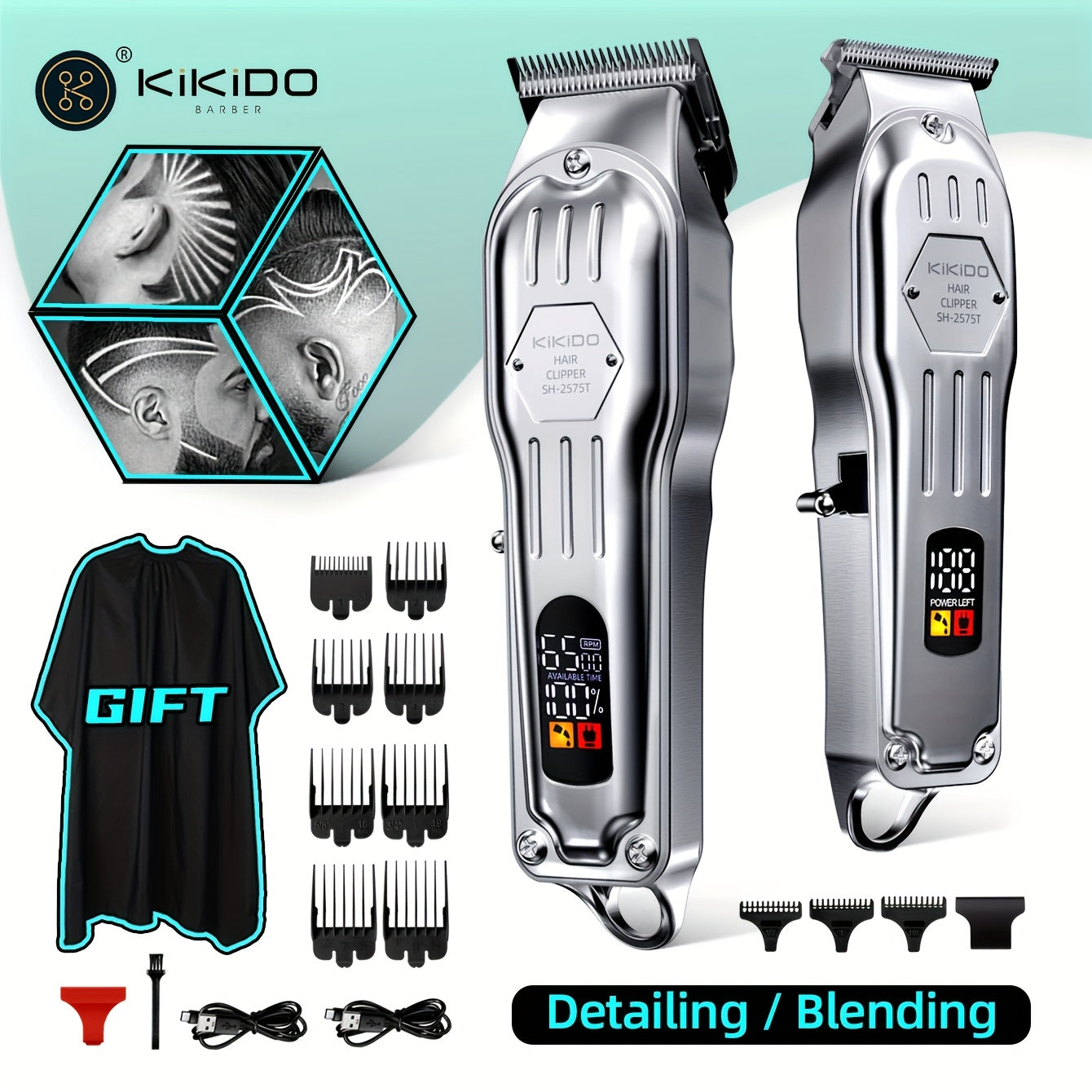 KIKIDO 2-in-1 Men's Hair Clipper Set KK-2575T Rechargeable