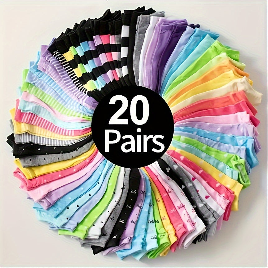 Candy Colored Socks 20 Pairs Casual Breathable Low-top Socks