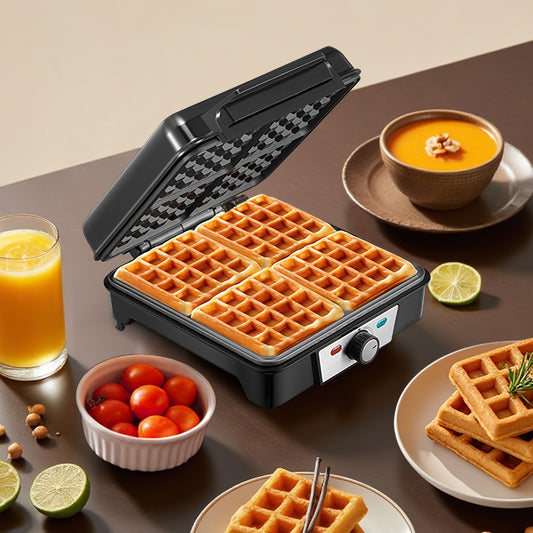 1pc Yabano 4-Slice Belgian Waffle Maker, 1200W Quick Heating