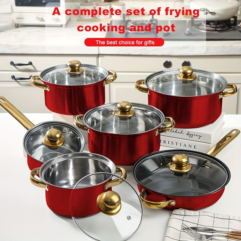 12pcs Stainless Steel Cookware Set, Stylish And Durable Cookware
