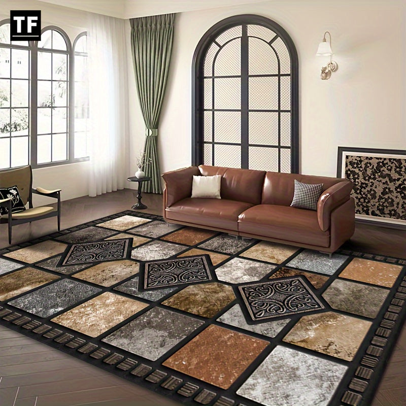 Area Mat with Anti Slip Plastic Bottom Luxury Velvet Mat for Living Room Bedroom Entrance Soft Comfortable Indoor Outdoor