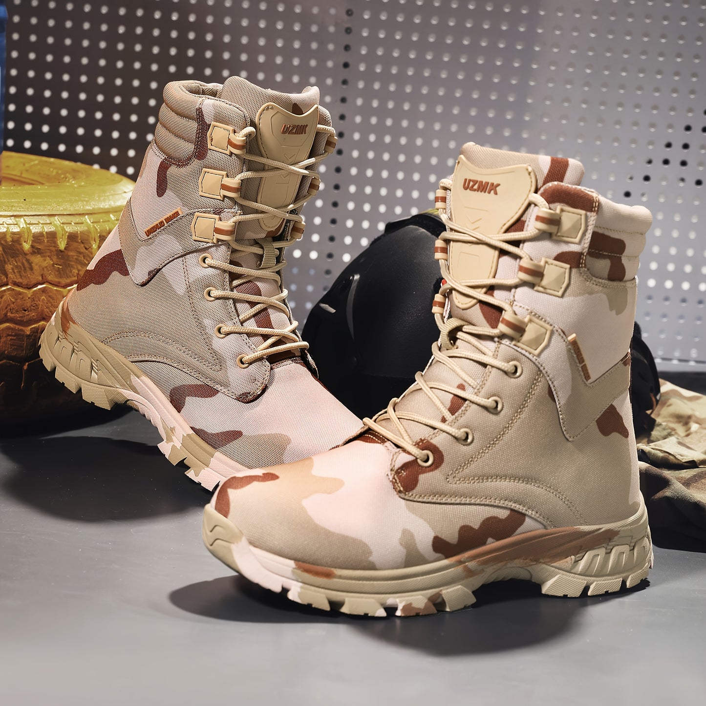 Men's Camo High-Top Hiking Boots - Stylish Durable Work Shoes