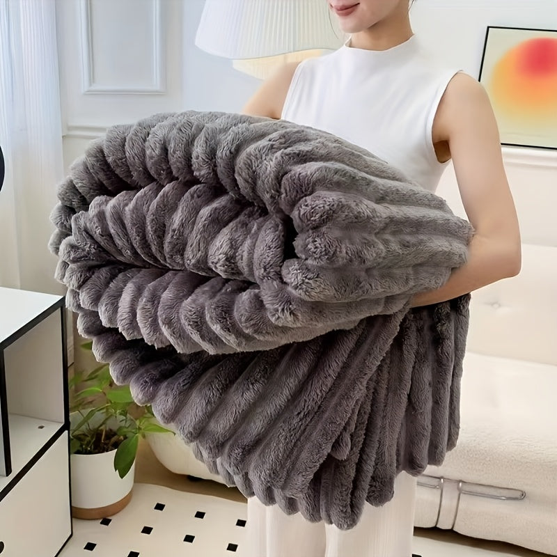 Luxurious Faux Rabbit Fur Throw Blanket - Soft, Warm, Cozy