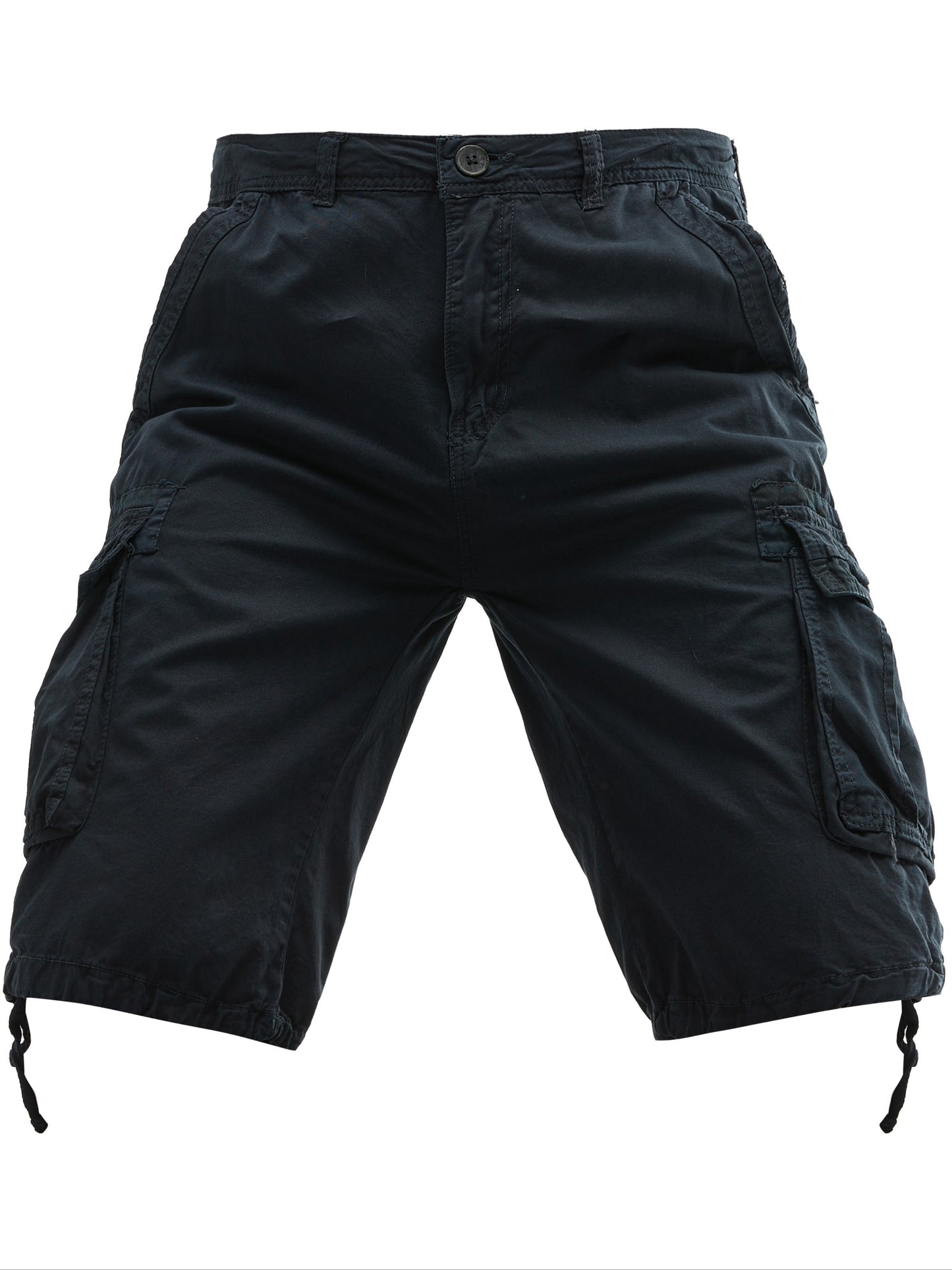 Men's Summer Cotton Cargo Shorts - Black Multi-Pocket Design