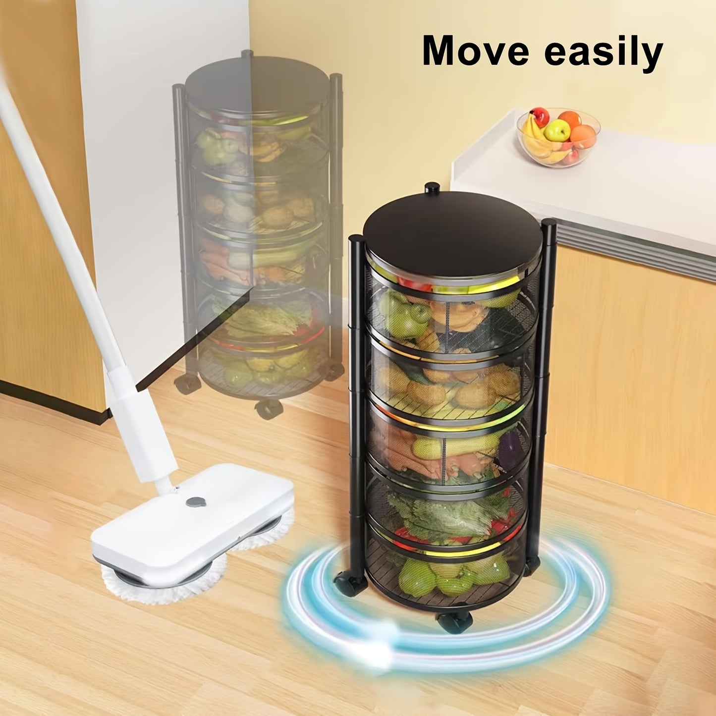 [Rotating Storage Rack] Metal Basket Organizer with Wheels