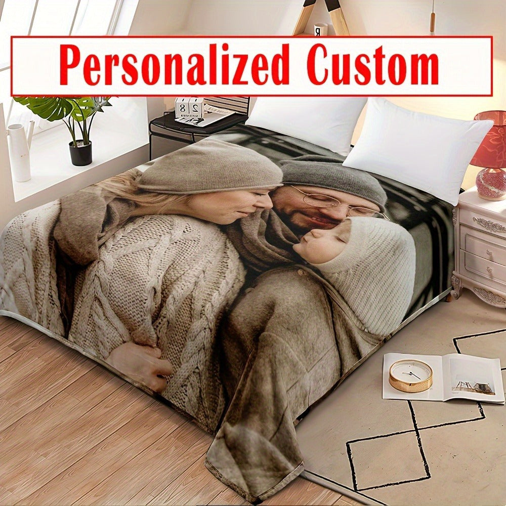 Personalized Flannel Blanket with Custom Photo & Text