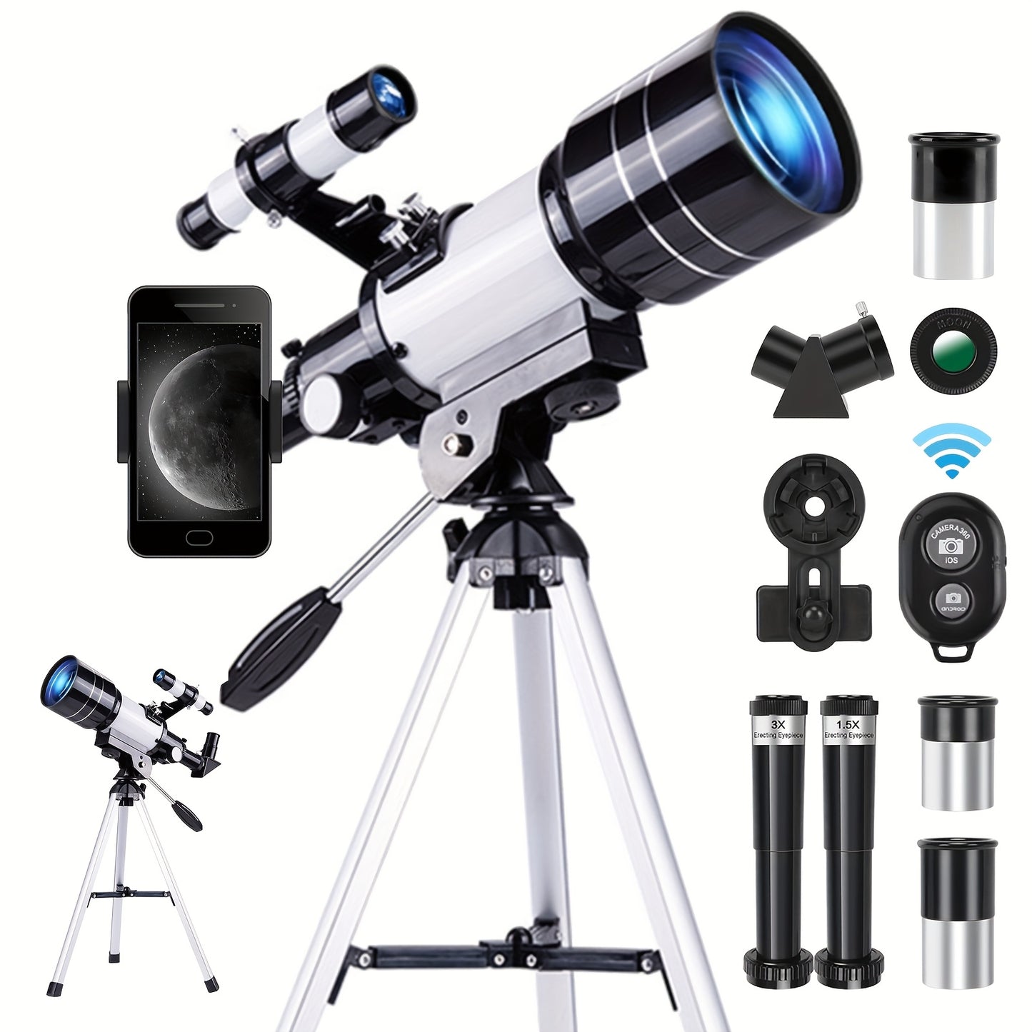 150X High Power Telescope 70mm Aperture for Adults